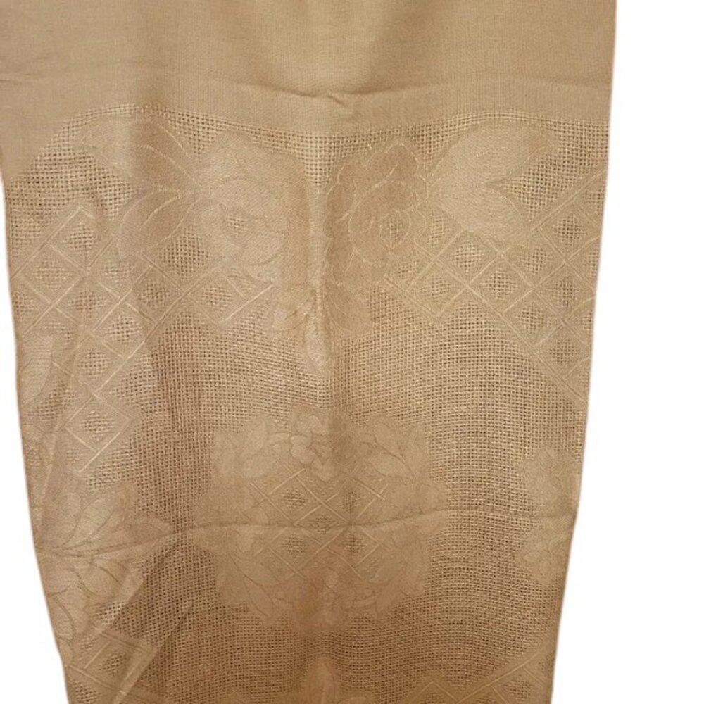 Vintage Tablecloth 60 x 80 Floral Motif Tan